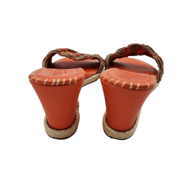 NEW Colin Stuart Orange Rattan Whipstitch Detail Wedge - Picture 5 of 10